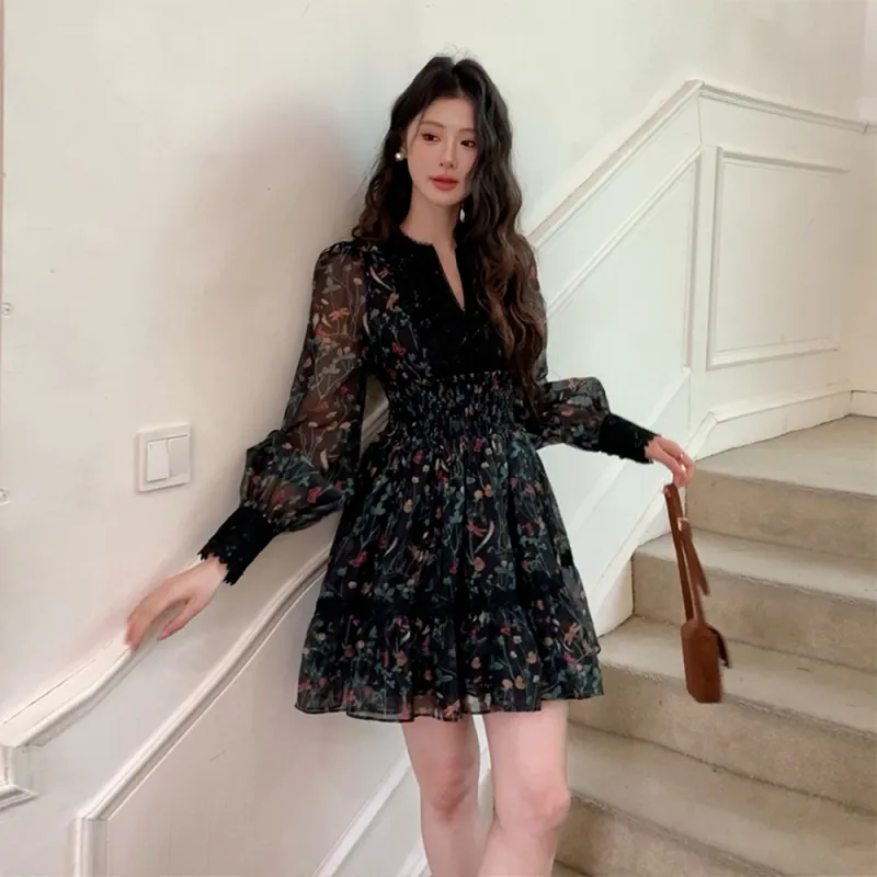 FLIM Long Sleeved Dress Women's Black-1