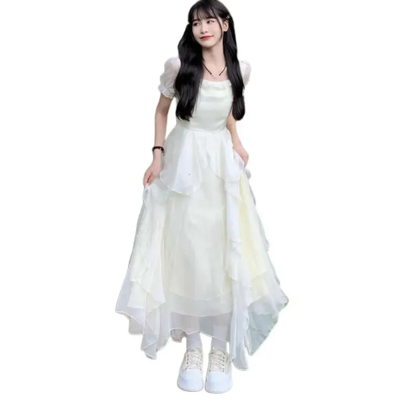 FLIM Short Sleeved Dress Women's White-2