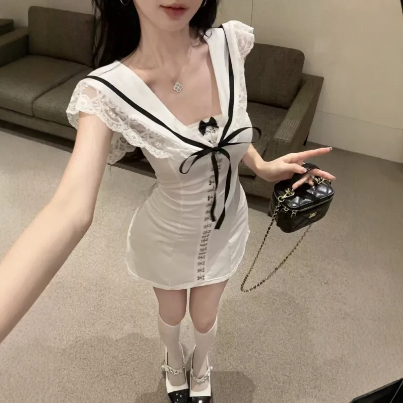 FLIM Sleeveless Dresses Women's White-4