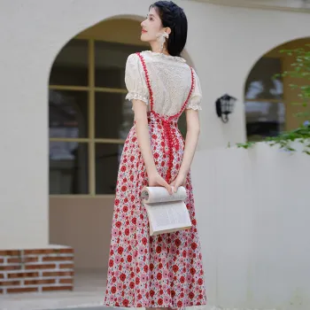 FLIM Skirt Set Women's Red Print