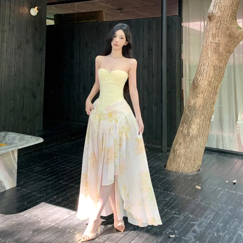 FLIM Sleeveless Dresses Women's Yellow-5