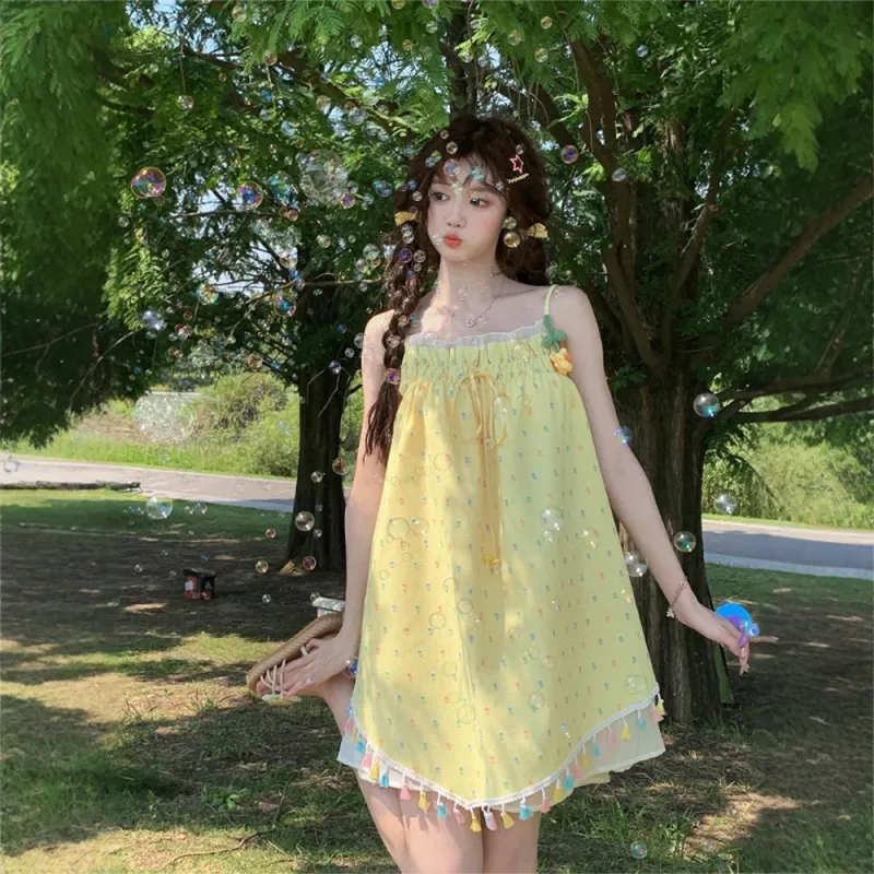 FLIM Slip Dresses Women's Yellow-4