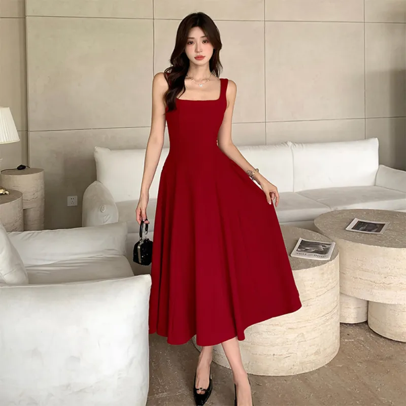 FLIM Slip Dresses Women's Red-2