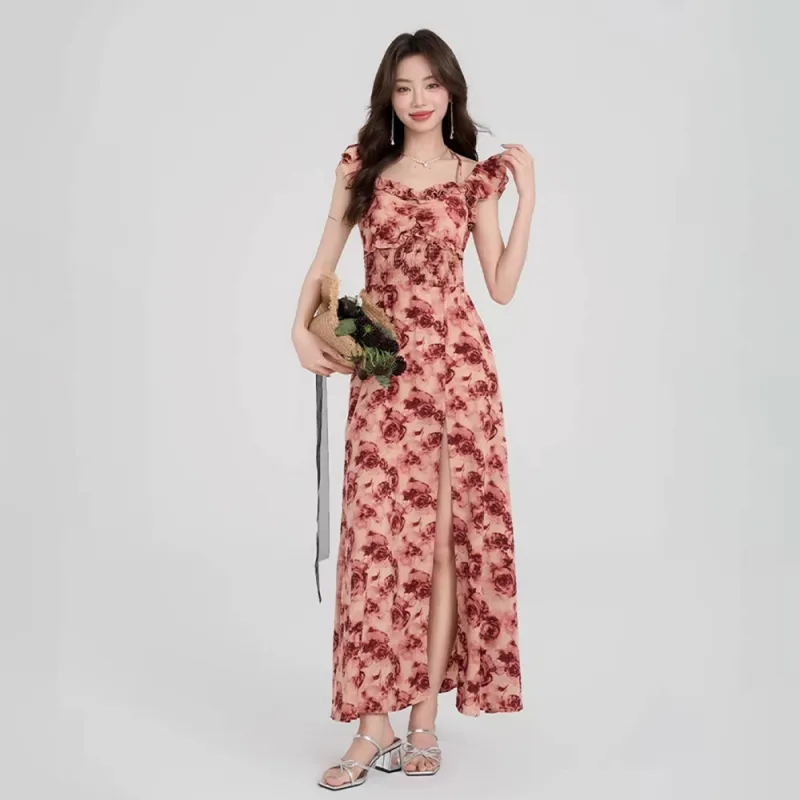 FLIM Sleeveless Dresses Women's Floral-5