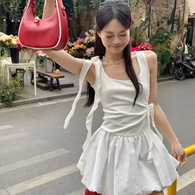 FLIM Slip Dresses Women's White-2