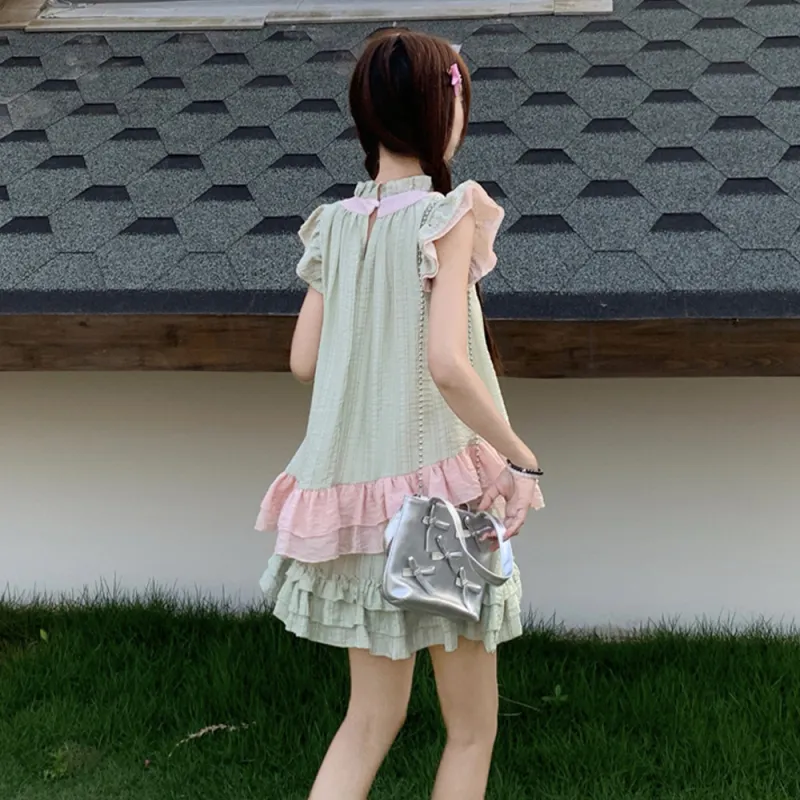 FLIM Skirt Set Women's Green With Pink-4