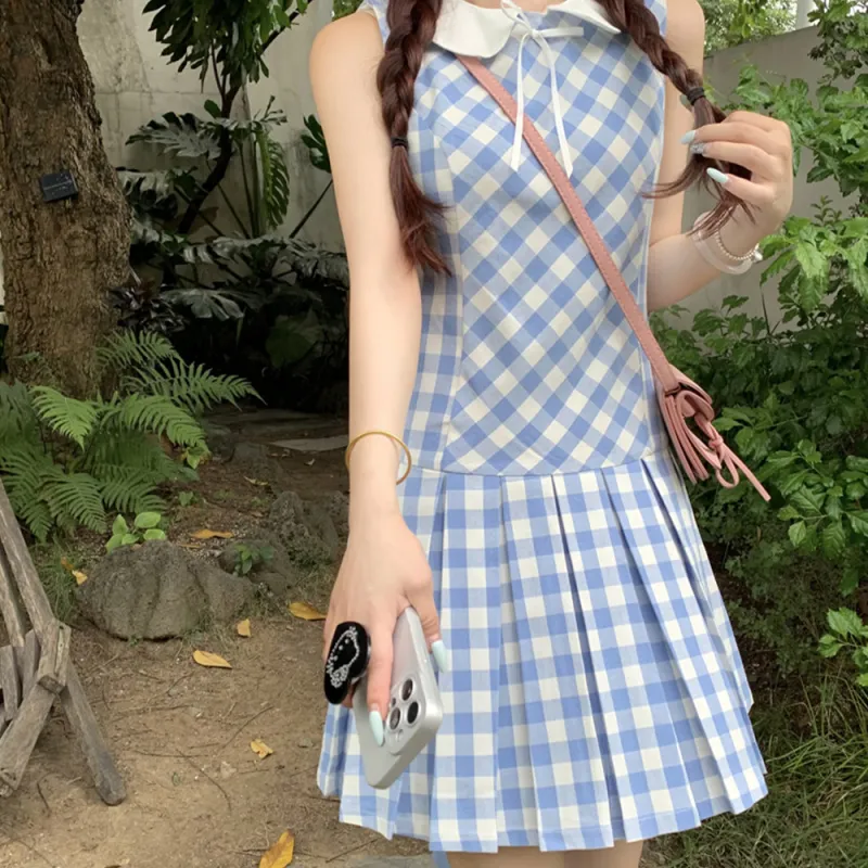 FLIM Sleeveless Dresses Women's Blue-5