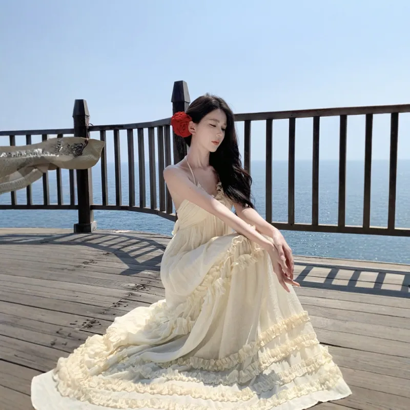 FLIM Slip Dresses Women's White-5