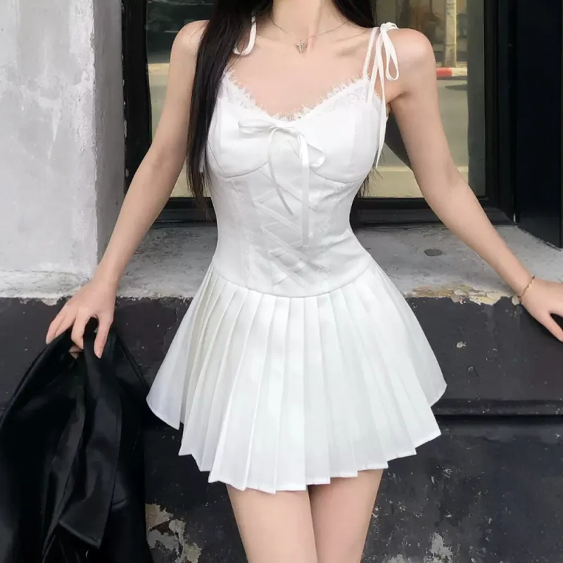 FLIM Slip Dresses Women's White-2