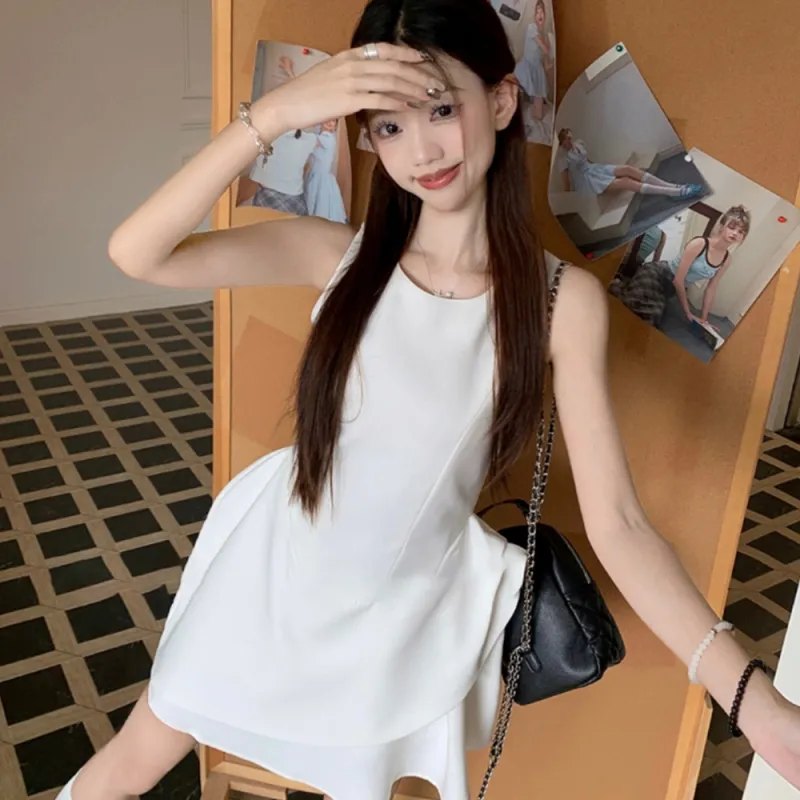 FLIM Sleeveless Dresses Women's White-3