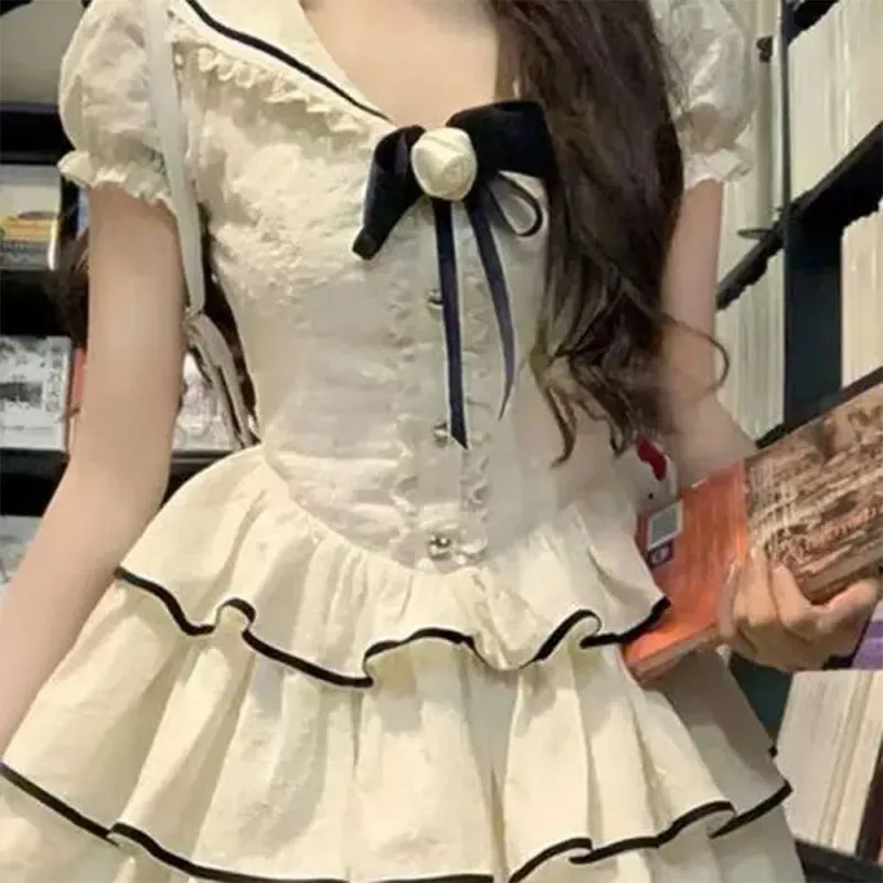 FLIM Short Sleeved Dress Women's White-5