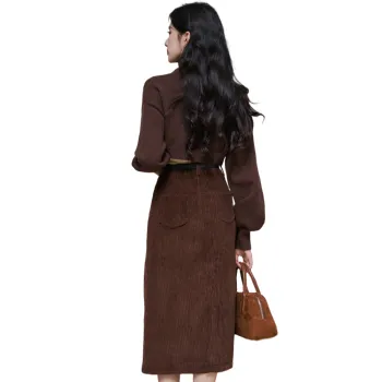 FLIM Two Piece Skirt Sets Women's Coffee Clothing Sets