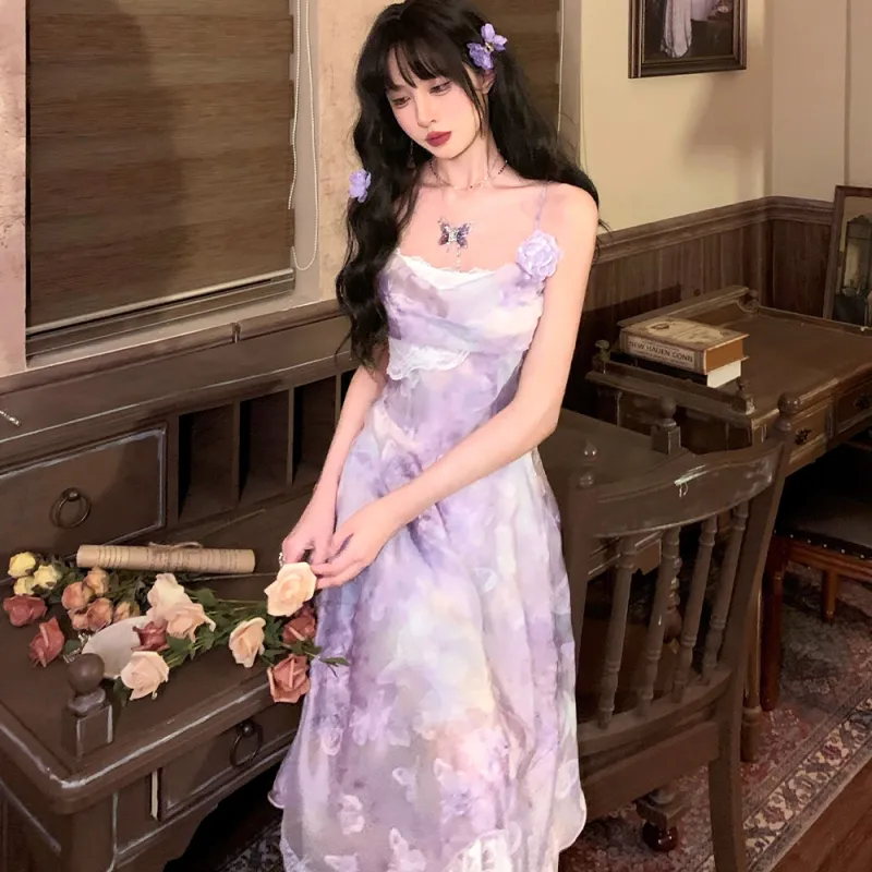 FLIM Slip Dresses Women's Purple-4