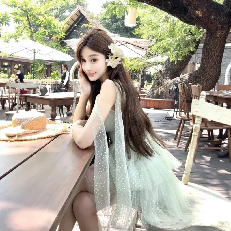 FLIM Slip Dresses Women's Green-2