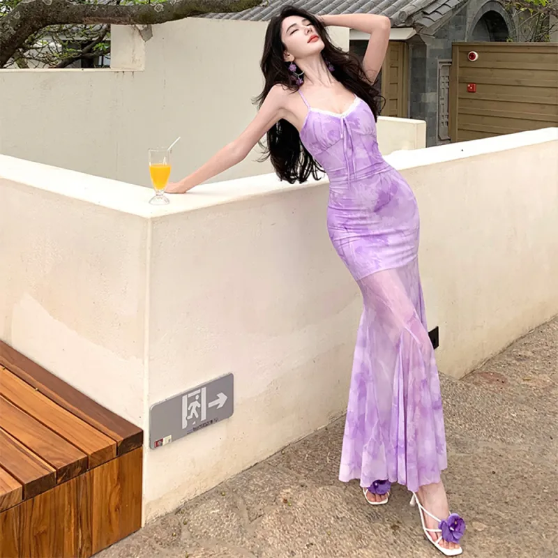 FLIM Slip Dresses Women's Purple-2