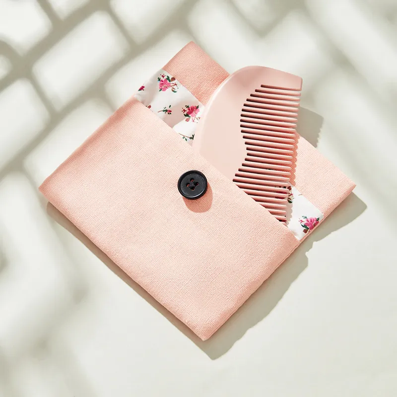 Shame Pink Peachwood Comb, Natural Wooden Comb With Storage Bag, Adorable Moon Comb Hairdressing Tools Massage-4