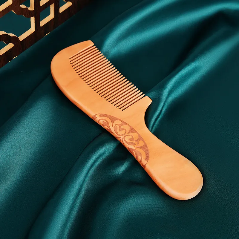 Shame Auspicious Clouds Brogues Combs, Natural Wooden Comb, Classic Vintage Peachwood Comb Peachwood Comb Massage-4