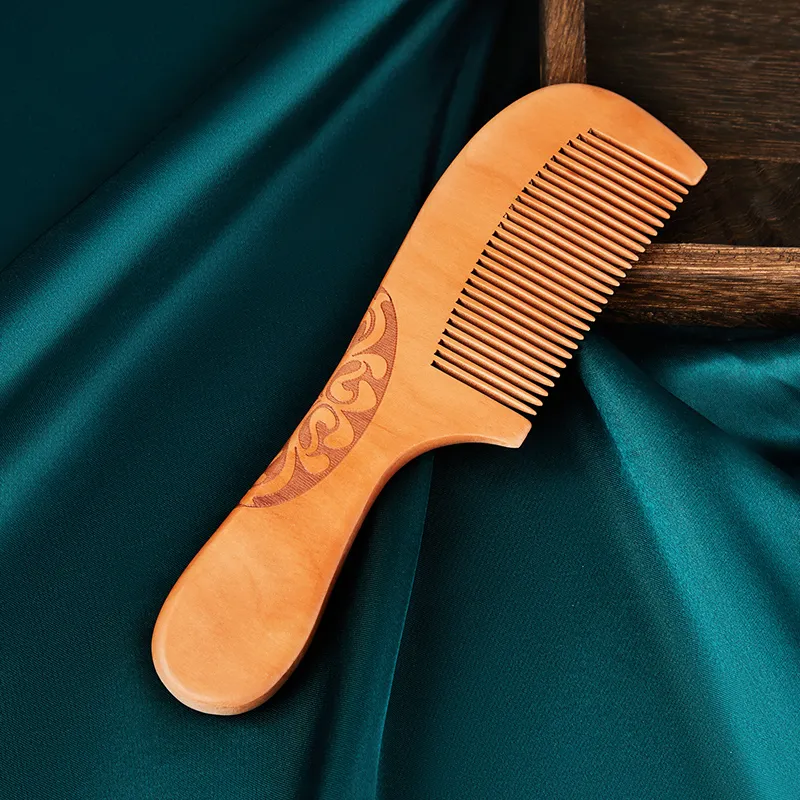 Shame Auspicious Clouds Brogues Combs, Natural Wooden Comb, Classic Vintage Peachwood Comb Peachwood Comb Massage-5