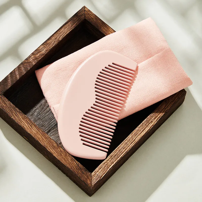 Shame Pink Peachwood Comb, Natural Wooden Comb With Storage Bag, Adorable Moon Comb Hairdressing Tools Massage-3