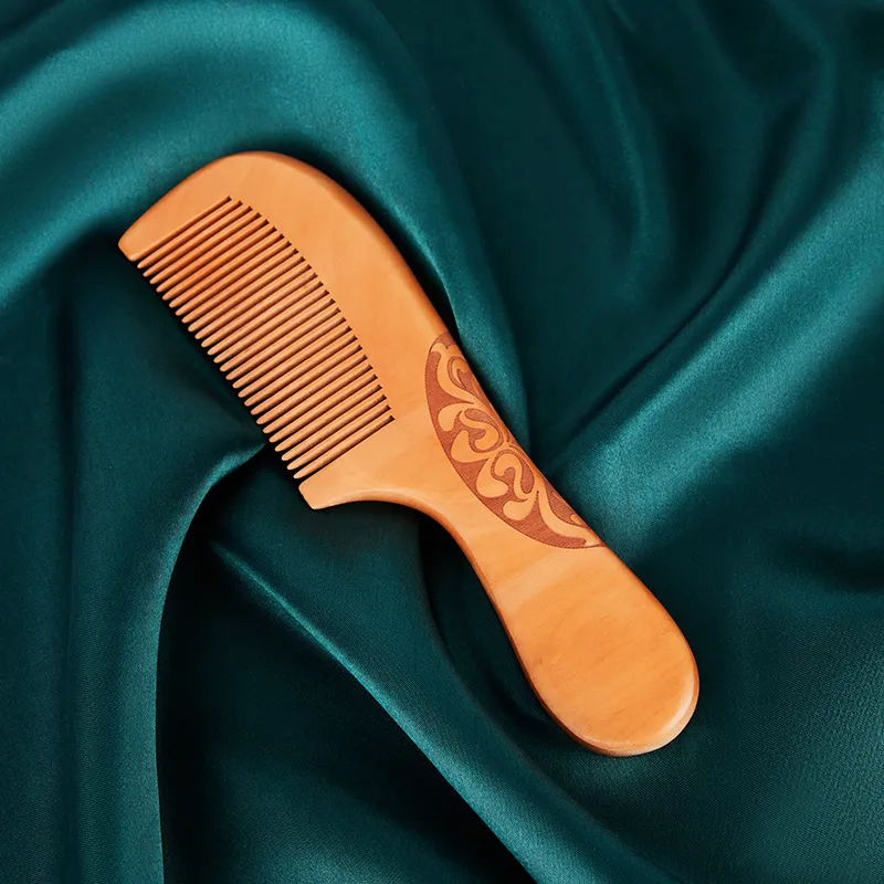 Shame Auspicious Clouds Brogues Combs, Natural Wooden Comb, Classic Vintage Peachwood Comb Peachwood Comb Massage-3