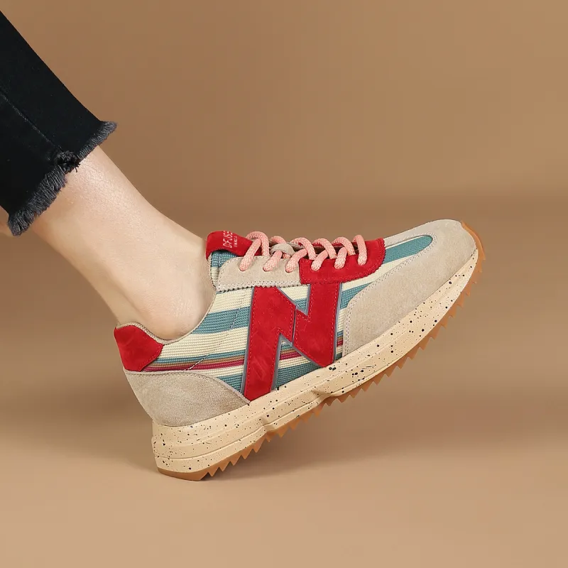 D:FUSE SCANDINAVIA Women's Cortez Shoes Lightweight Coverage Low-Top Casual Shoes Women's Apricot Red-10