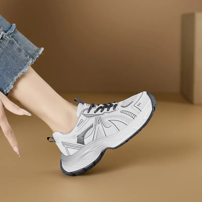 D FUSE SCANDINAVIA Abrasion Resistant Height Increasing Slip Resistant Breathable Low Top Chunky Sneakers Women's-11