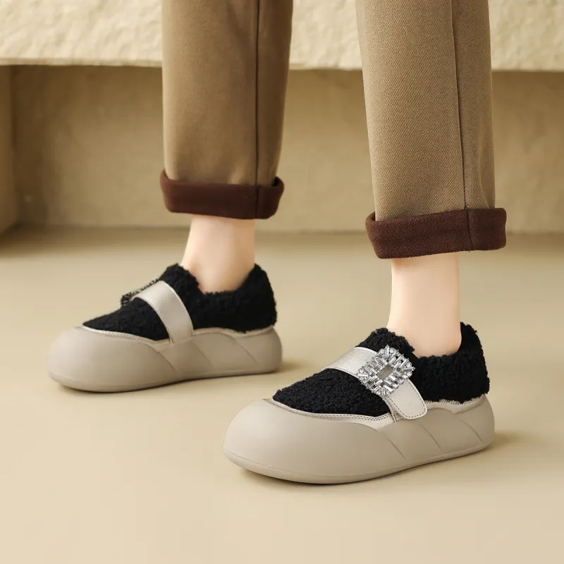 D:FUSE SCANDINAVIA Warm And Wear-Resistant Coverage Low-Top Casual Shoes 4..5cm Women's-6