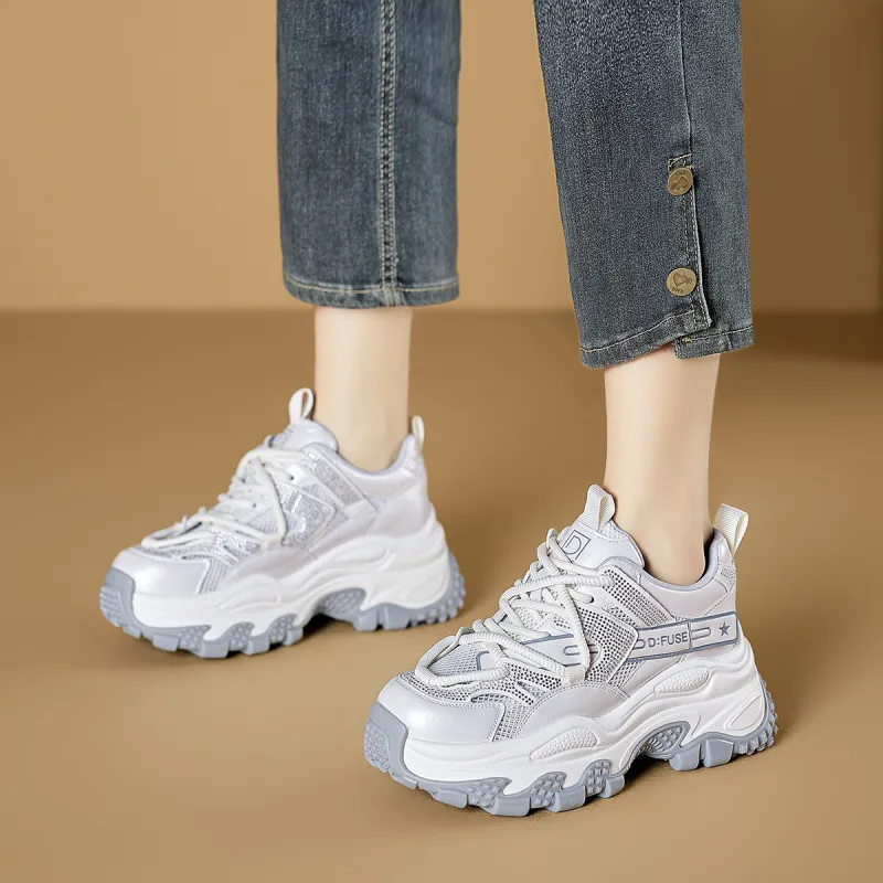 D FUSE SCANDINAVIA Breathable Height Increasing Abrasion Resistant Slip Resistant Low Top Chunky Sneakers Women's-2