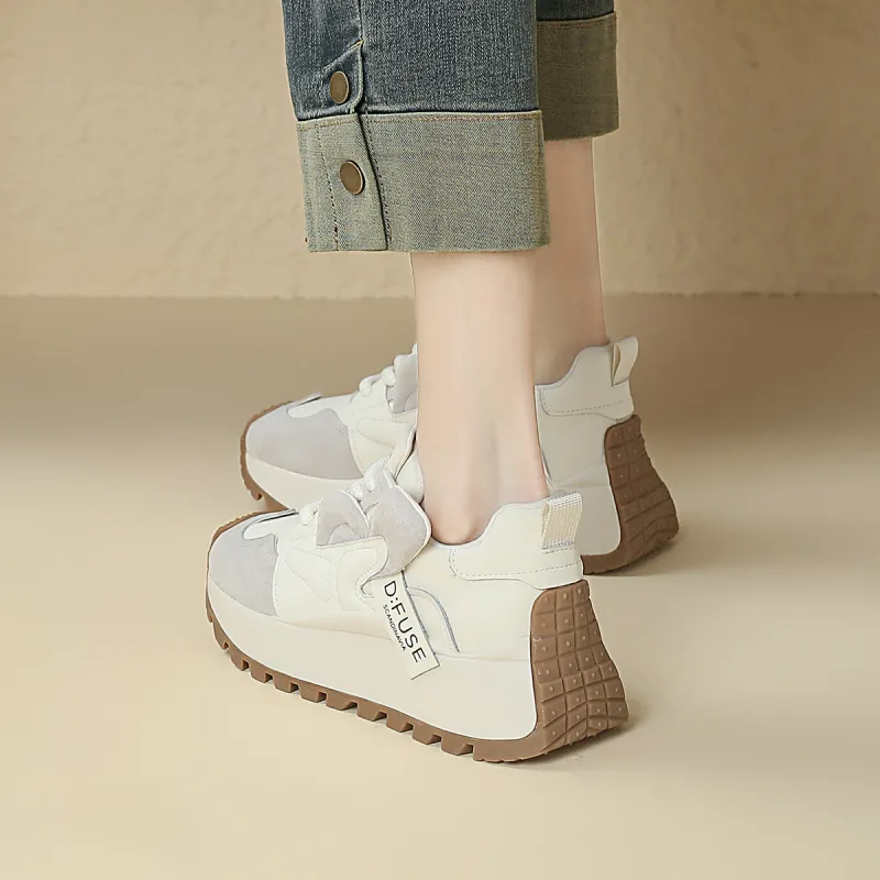 D FUSE SCANDINAVIA Wear resistant And Lightweight Low Top Chunky Sneakers Women's Beige-4