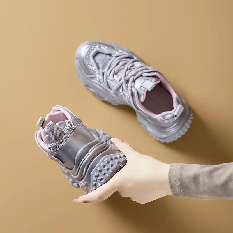D FUSE SCANDINAVIA Breathable Height Increasing Abrasion Resistant Slip Resistant Low Top Chunky Sneakers Women's-12