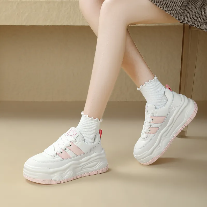D FUSE SCANDINAVIA Skateboard Shoes Women's Low Top Beige/Pink-3