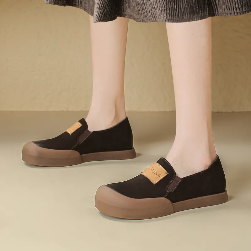 D FUSE SCANDINAVIA Small Leather Shoes Flat Slip on Fashion Women's Shoes Women's Casual Shoes Women's-1