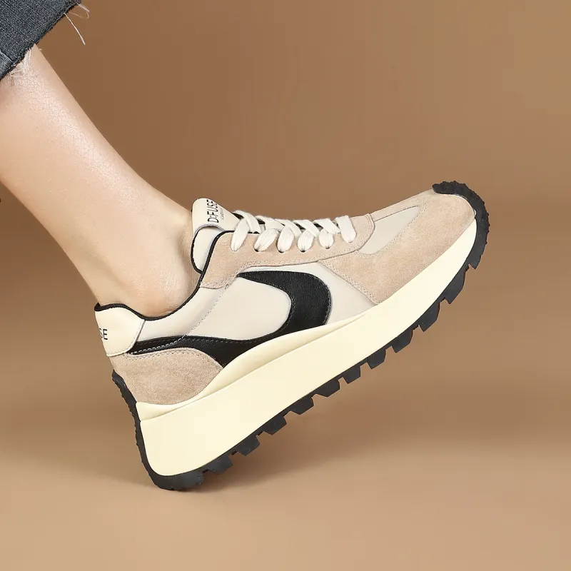 D FUSE SCANDINAVIA Cortez Shoes Lightweight Coverage Low Top Chunky Sneakers Women's Beige-5