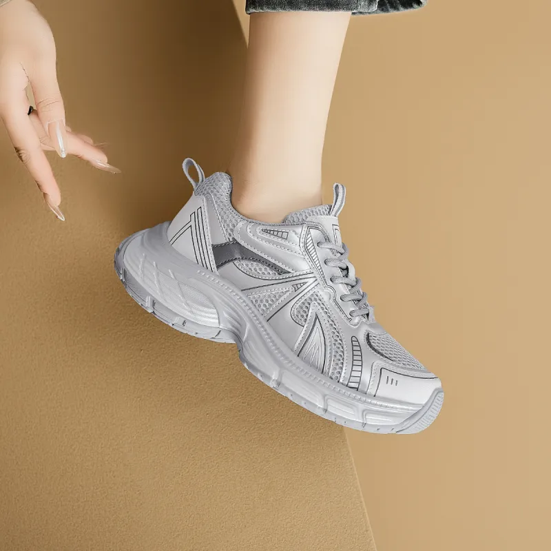 D FUSE SCANDINAVIA Abrasion Resistant Height Increasing Slip Resistant Breathable Low Top Chunky Sneakers Women's-4