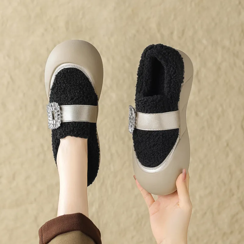 D:FUSE SCANDINAVIA Warm And Wear-Resistant Coverage Low-Top Casual Shoes 4..5cm Women's-7