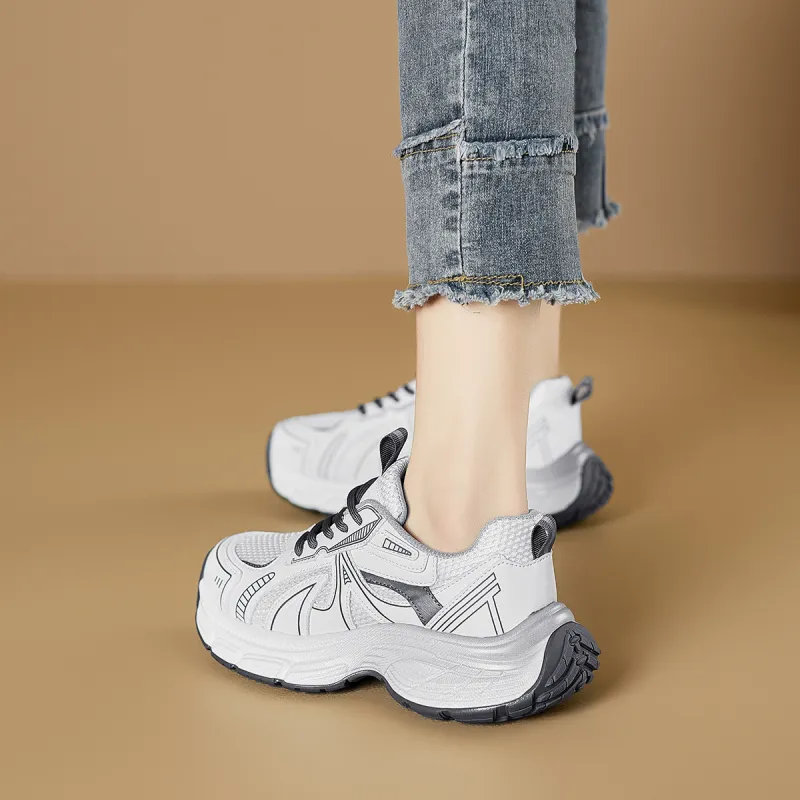 D FUSE SCANDINAVIA Abrasion Resistant Height Increasing Slip Resistant Breathable Low Top Chunky Sneakers Women's-9