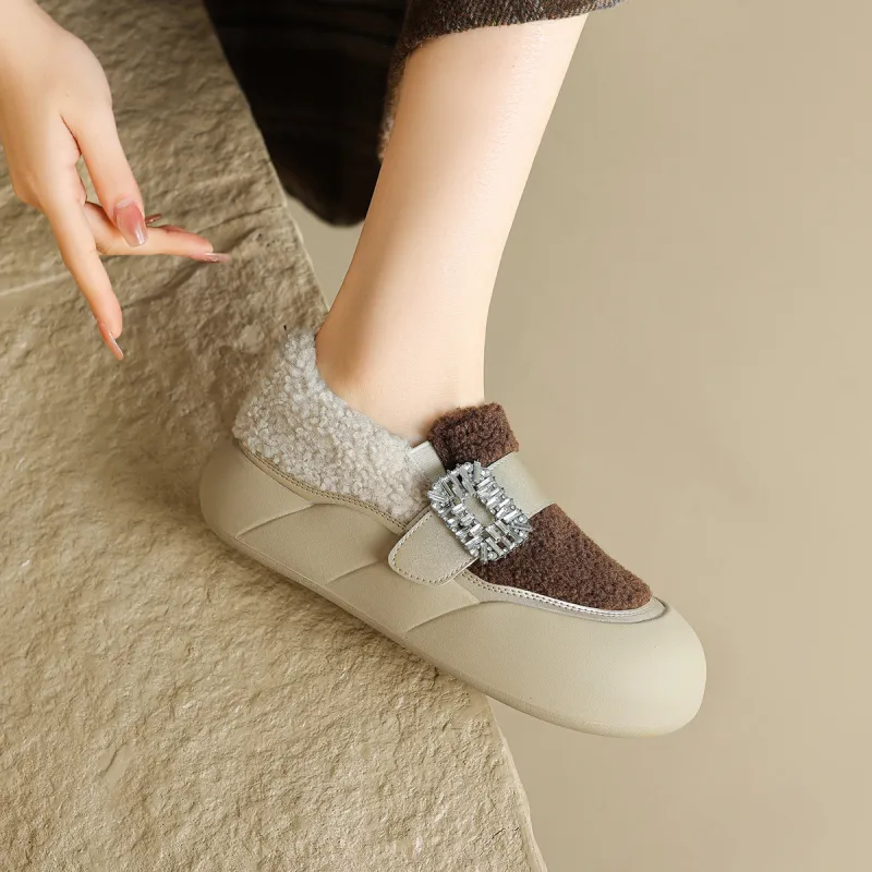 D:FUSE SCANDINAVIA Warm And Wear-Resistant Coverage Low-Top Casual Shoes 4..5cm Women's-10