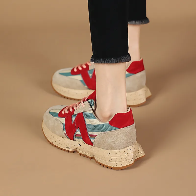 D:FUSE SCANDINAVIA Women's Cortez Shoes Lightweight Coverage Low-Top Casual Shoes Women's Apricot Red-8
