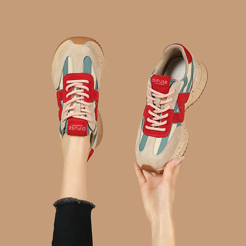 D:FUSE SCANDINAVIA Women's Cortez Shoes Lightweight Coverage Low-Top Casual Shoes Women's Apricot Red-11