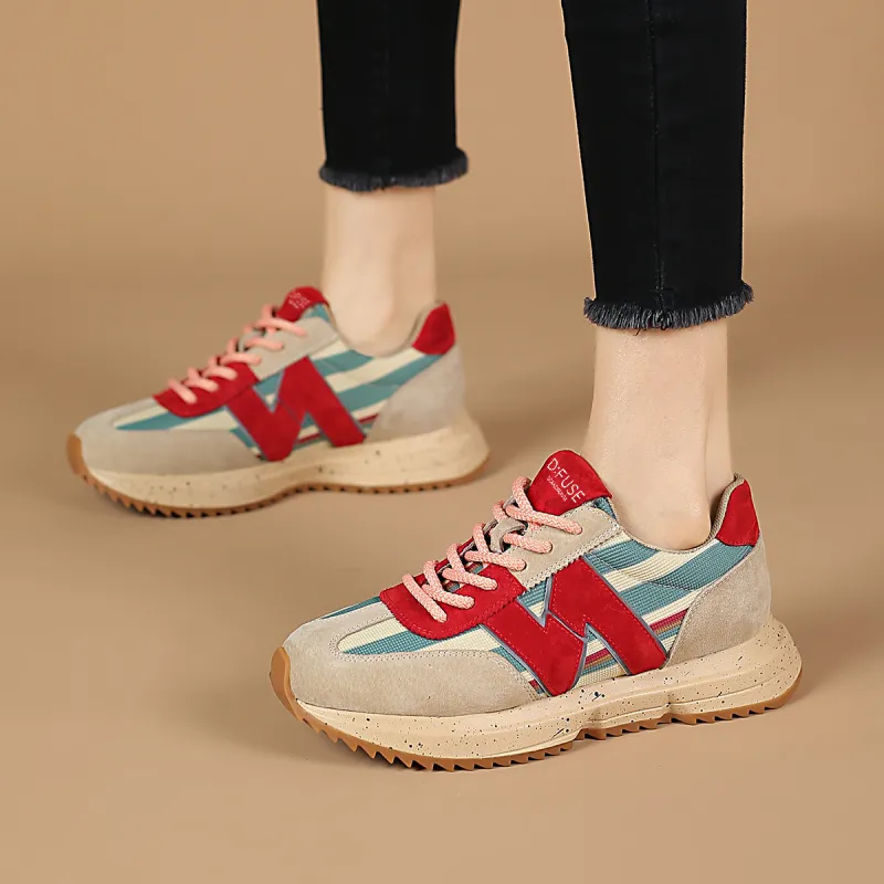 D:FUSE SCANDINAVIA Women's Cortez Shoes Lightweight Coverage Low-Top Casual Shoes Women's Apricot Red-7