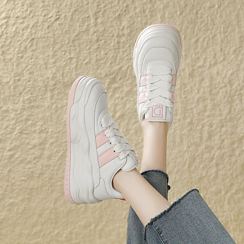 D FUSE SCANDINAVIA Skateboard Shoes Women's Low Top Beige/Pink-7