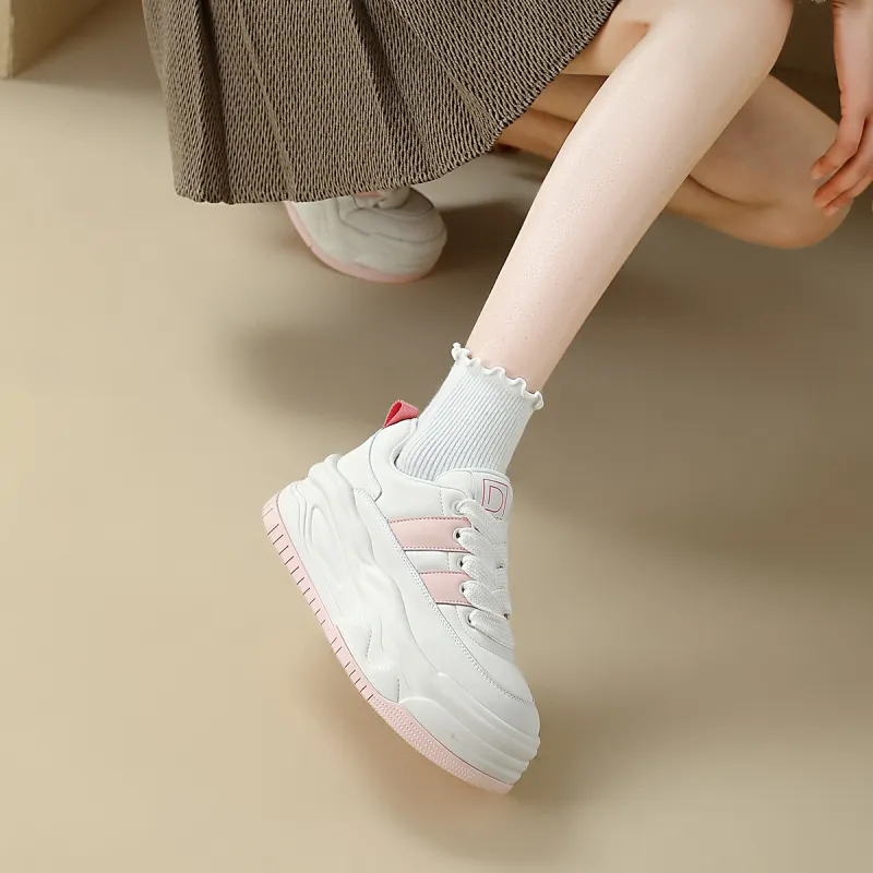D FUSE SCANDINAVIA Skateboard Shoes Women's Low Top Beige/Pink-4