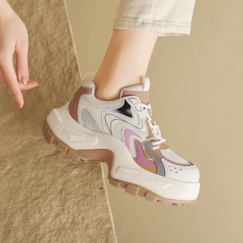 D FUSE SCANDINAVIA Chunky Sneakers Women's Low Top Beige/Apricot-10