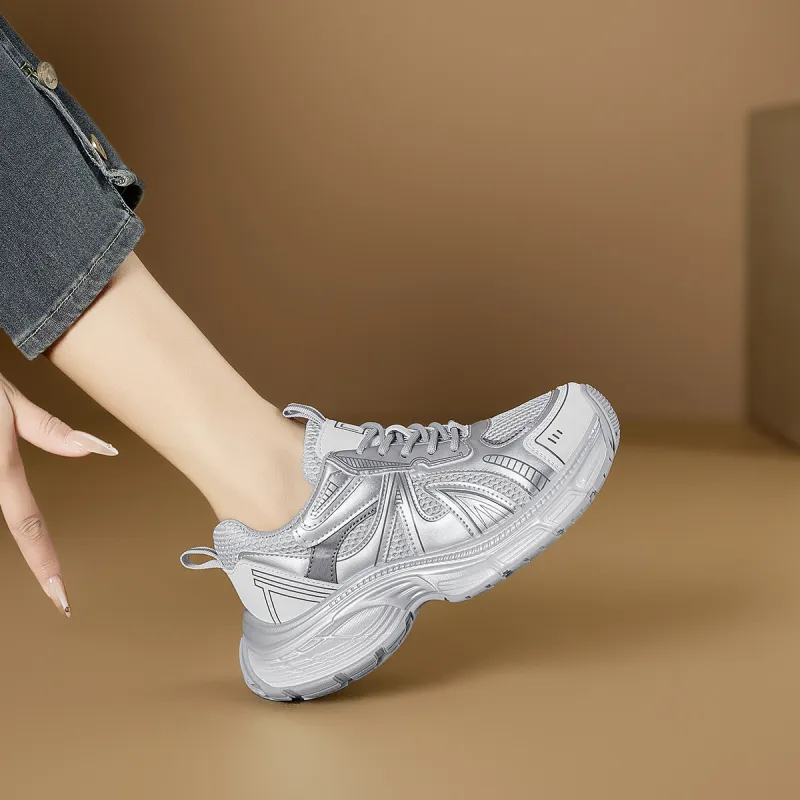 D FUSE SCANDINAVIA Abrasion Resistant Height Increasing Slip Resistant Breathable Low Top Chunky Sneakers Women's-5