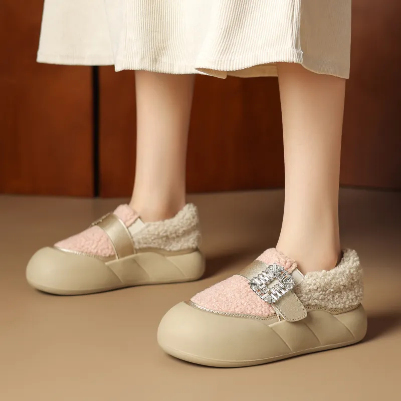 D:FUSE SCANDINAVIA Warm And Wear-Resistant Coverage Low-Top Casual Shoes 4..5cm Women's-4