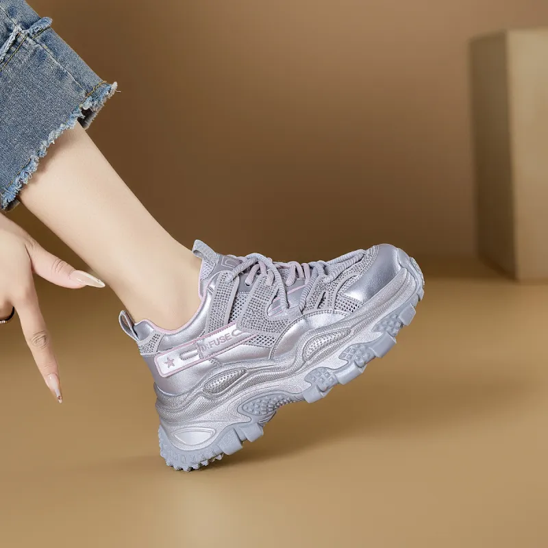 D FUSE SCANDINAVIA Breathable Height Increasing Abrasion Resistant Slip Resistant Low Top Chunky Sneakers Women's-9