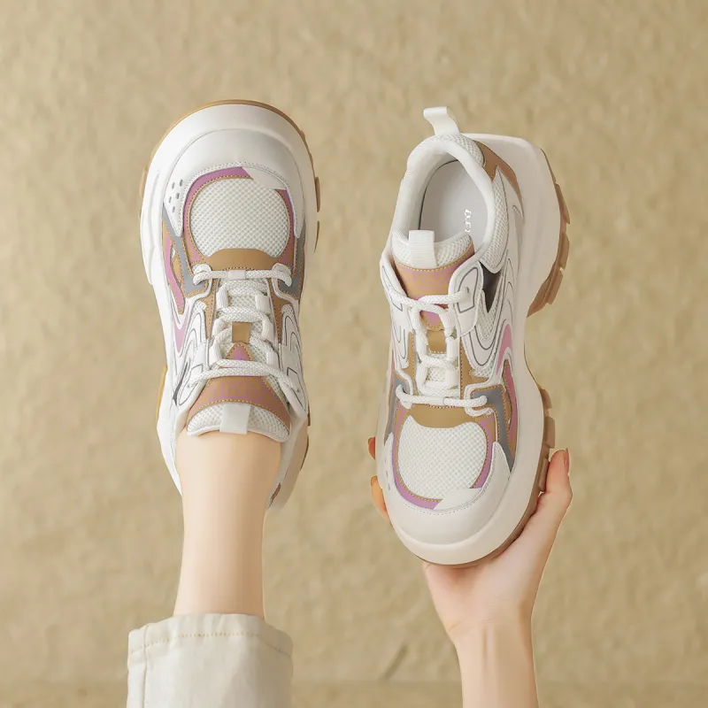 D FUSE SCANDINAVIA Chunky Sneakers Women's Low Top Beige/Apricot-11