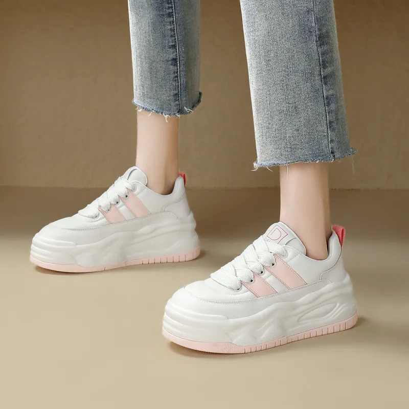 D FUSE SCANDINAVIA Skateboard Shoes Women's Low Top Beige/Pink-5