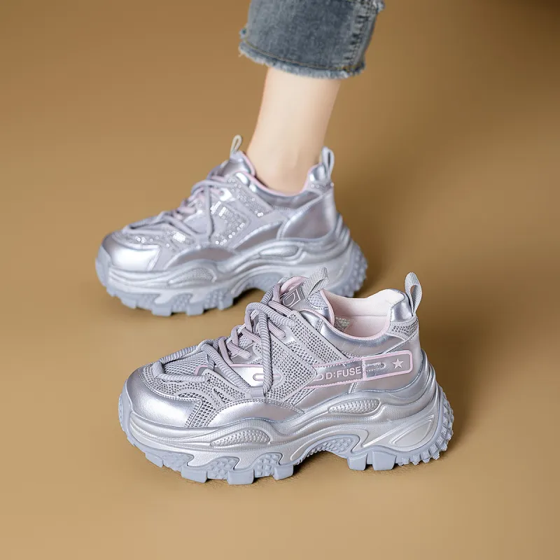 D FUSE SCANDINAVIA Breathable Height Increasing Abrasion Resistant Slip Resistant Low Top Chunky Sneakers Women's-8