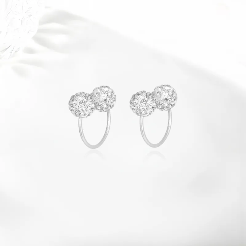 Shiban S999 Silver/zircon Clip On Earrings Unisex-4